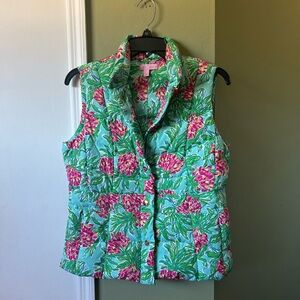 Lilly Pulitzer Floral Puffer Vest - Pink and Green